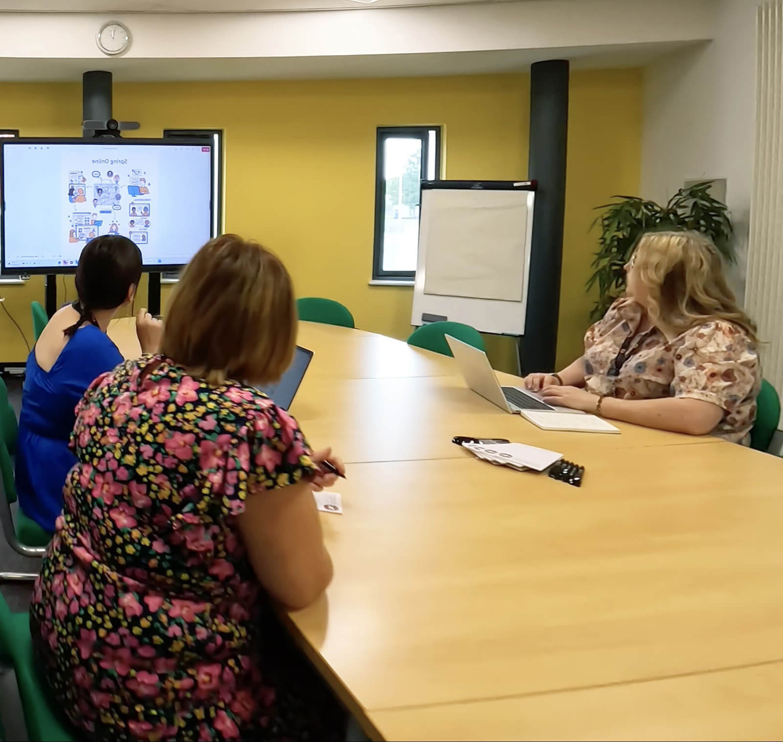 Meeting taking place in the small meeting room at Springboard Business Innovation Centre